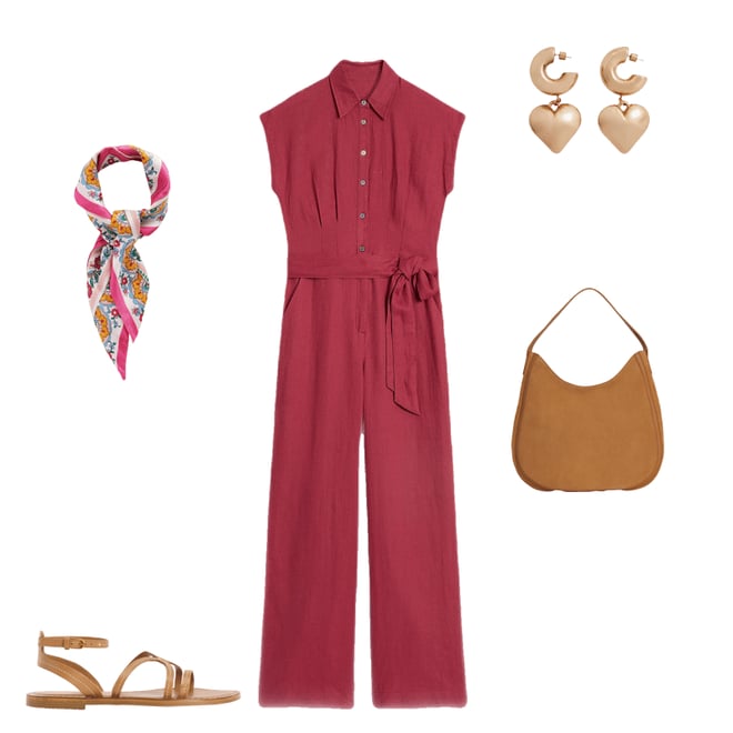 1st bundle featuring 4 items which compliment Colette Linen Jumpsuit-Terracotta Red
