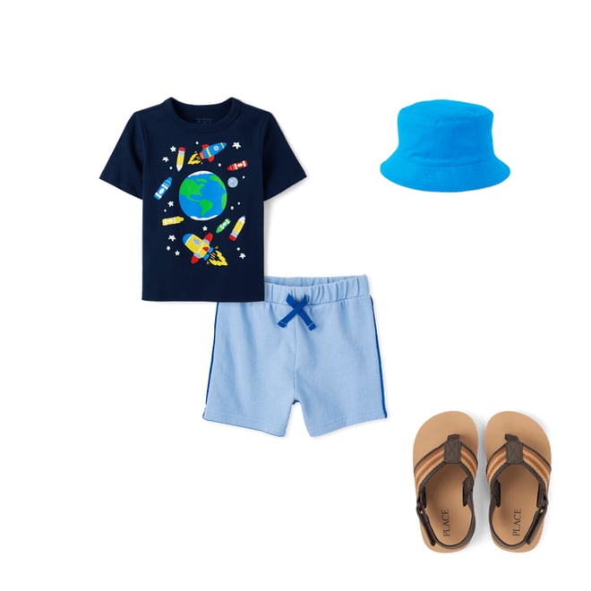 3rd bundle featuring 3 items which compliment Baby And Toddler Boys Piped French Terry Shorts