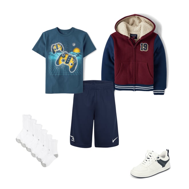 4th bundle featuring 4 items which compliment Kids Varsity Patch Premium Fleece Sherpa Lined Zip Up Hoodie