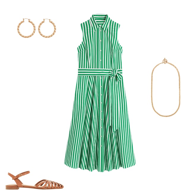 4th bundle featuring 3 items which compliment Amy Sleeveless Shirt Dress-Rich Emerald Stripe