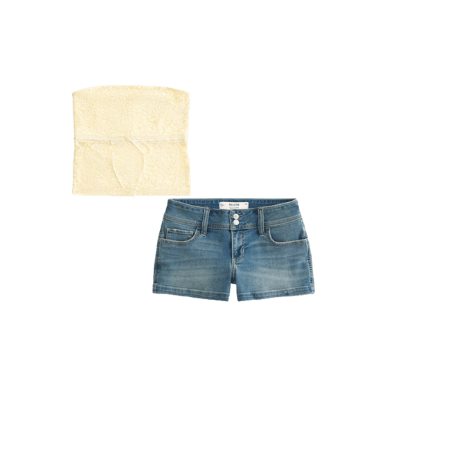 Curvy Low-Rise Light Wash Denim Shortie Shorts