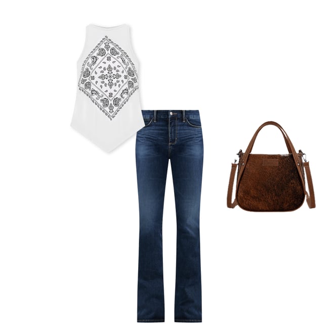 Women's Wrangler Bandana Diamond Front Tank in White