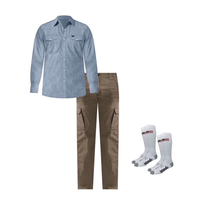 Cowboy Cut® Work Western Indigo Chambray Long Sleeve Shirt in Chambray