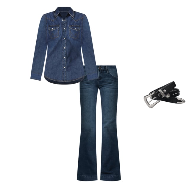 Women's Scallop Three Piece Belt in Black