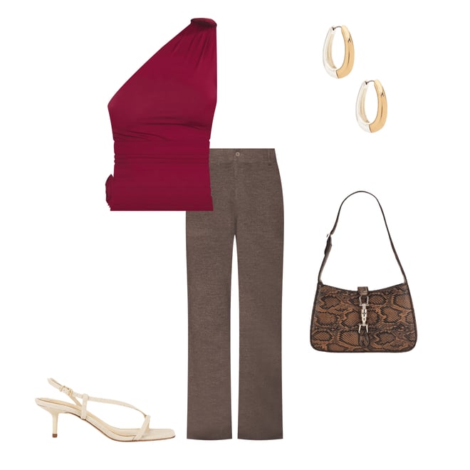 3rd bundle featuring 4 items which compliment Rendezvous One Shoulder Top in Garnet