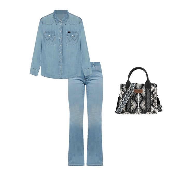 Women's Boyfriend Denim Shirt | Light Wash Denim | Wrangler®