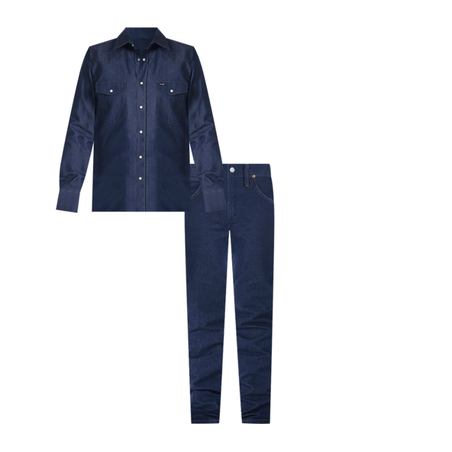 Cowboy Cut® Firm Finish Long Sleeve Western Snap Solid Work Shirt in Blue