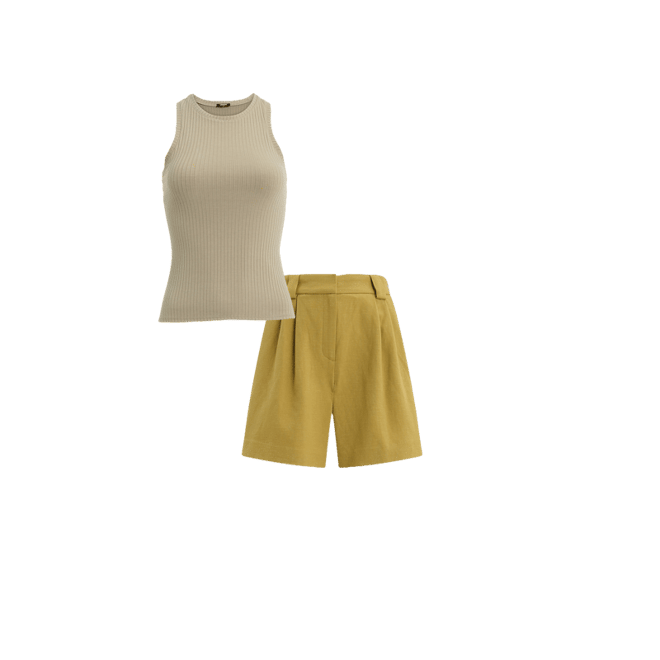 Fitted Ribbed High Neck Tank