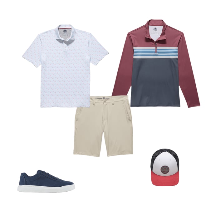 2nd bundle featuring 4 items which compliment  Mvp Cantera Golf Print Polo Shirt - Red/White/Blue Golf Print