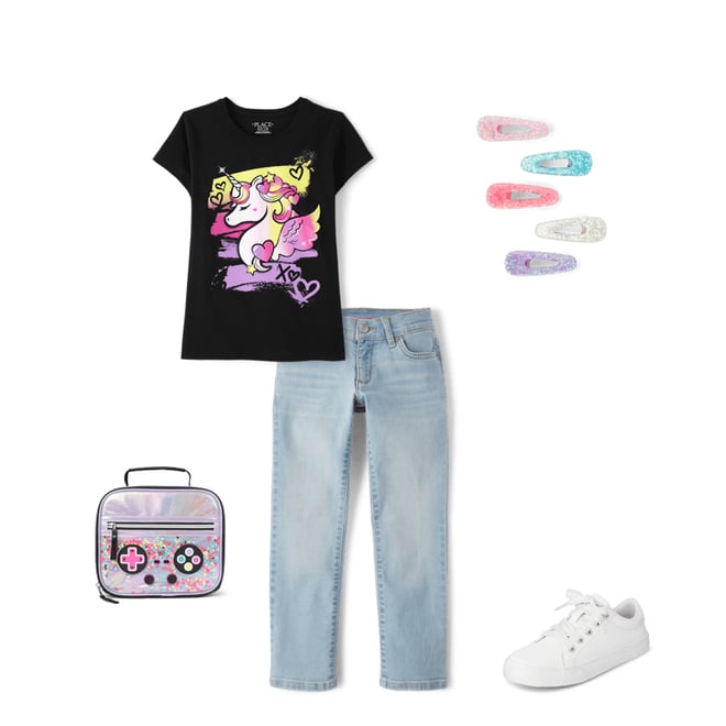 2nd bundle featuring 4 items which compliment Girls Unicorn Graphic Tee