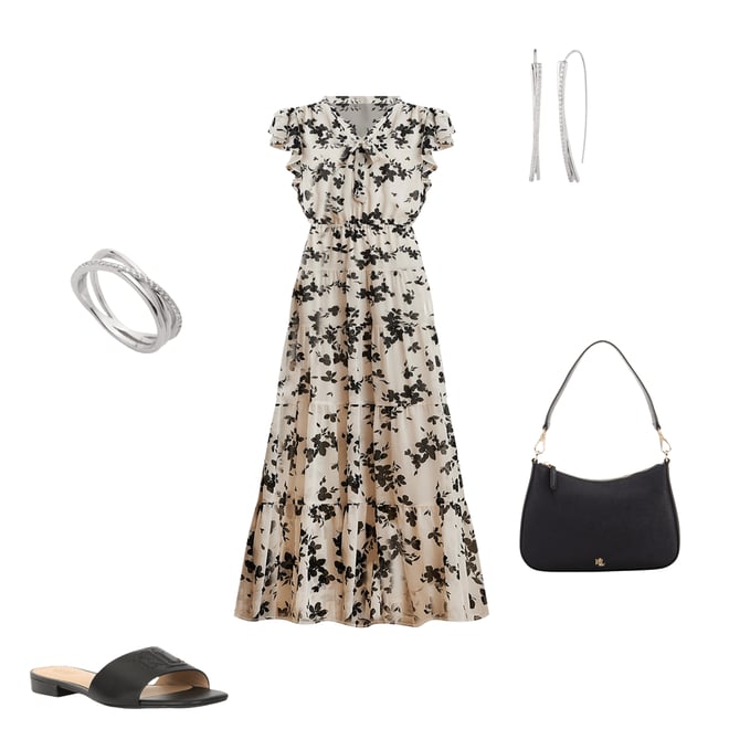 新作セール Ralph lauren 美ライン ワンピース Floral Dress Lauren Ralph Lauren Wandella Crinkle Georgette Floral V Neck