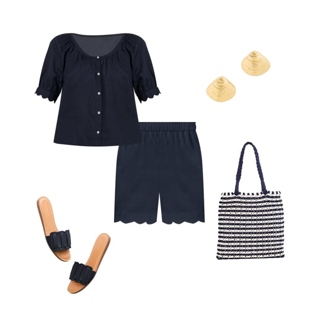 Scallop Cuff Linen Cotton Top | Talbots
