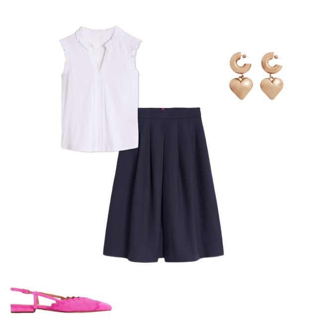 5th bundle featuring 3 items which compliment Pleat Detail Midi Skirt-Navy