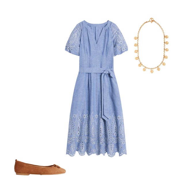 6th bundle featuring 2 items which compliment Puff Sleeve Embroidered Dress