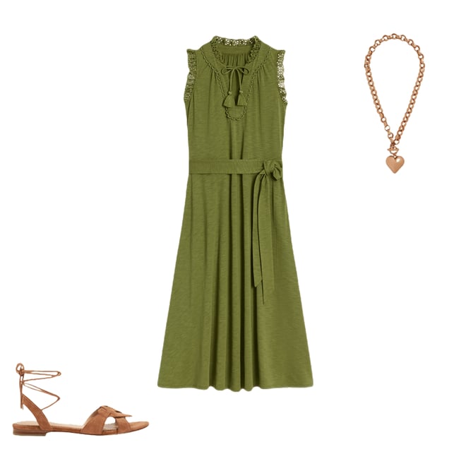 6th bundle featuring 2 items which compliment Aria Broderie Trim Midi Dress-Deep Olive