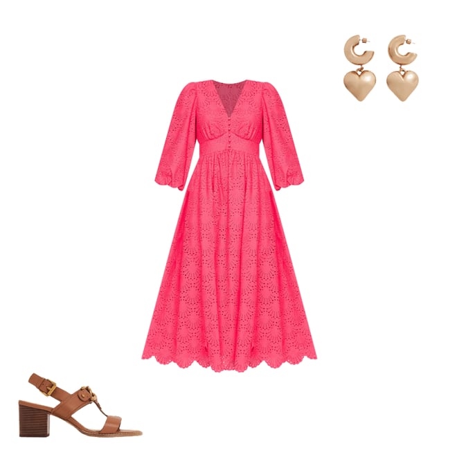 3rd bundle featuring 2 items which compliment Lola Broderie Maxi Dress-Camelia Pink