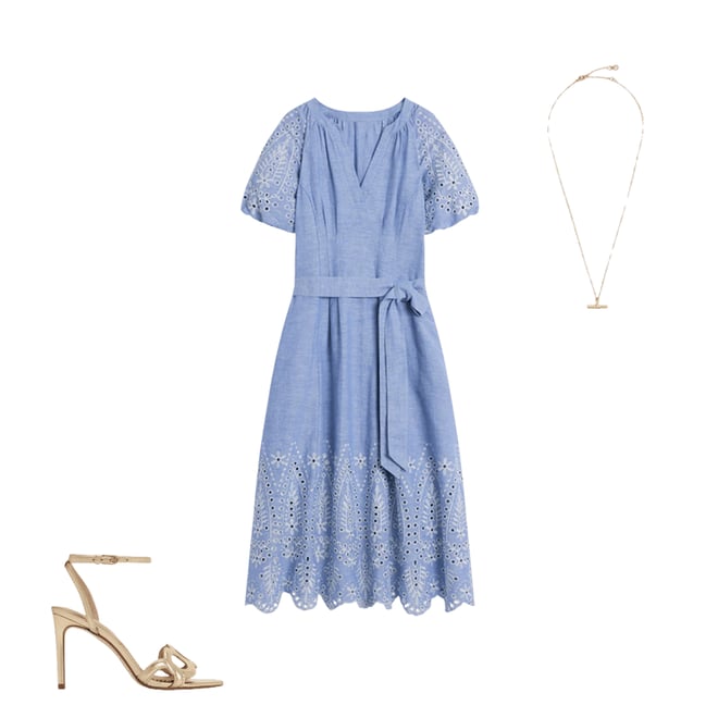 5th bundle featuring 2 items which compliment Puff Sleeve Embroidered Dress