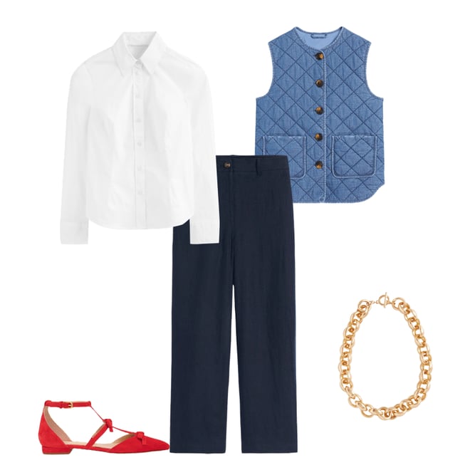3rd bundle featuring 4 items which compliment Westbourne Crop Linen Trousers-Navy