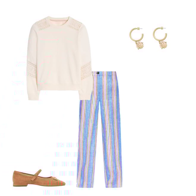 2nd bundle featuring 3 items which compliment Westbourne Linen Trousers-Peacock Blue, Red Stripe