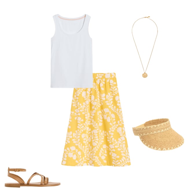 1st bundle featuring 4 items which compliment Hattie Poplin Midi Skirt-Yellow, Vine Silhouette