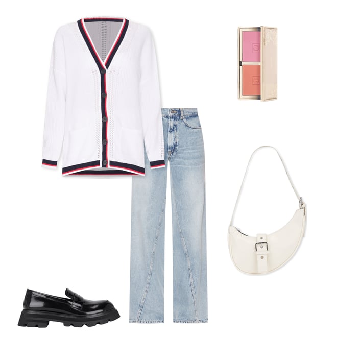 1st bundle featuring 4 items which compliment Janet Varsity Crochet Oversized Cardigan