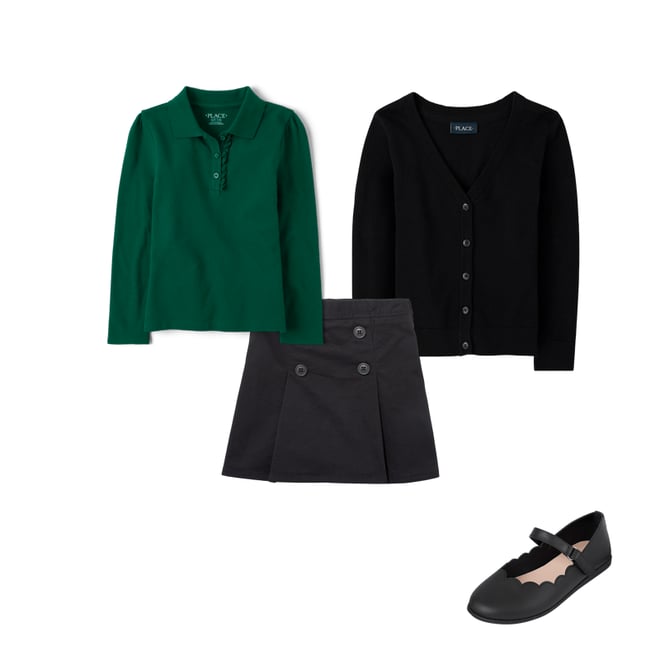 1st bundle featuring 3 items which compliment Girls Uniform Ruffle Pique Polo