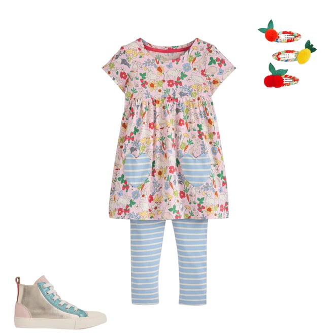 2nd bundle featuring 2 items which compliment Short-sleeved print tunic set, French Pink Spring Meadow