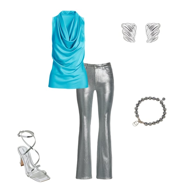 Marilyn Cowl-Neck Charmeuse Blouse Bluefish