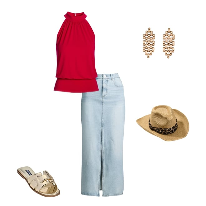 Halter Banded-Bottom Mock-Neck Knit Top True Red