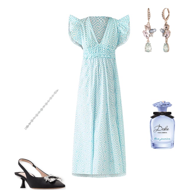 Women's Flutter Sleeve V-Neck Midi Dress