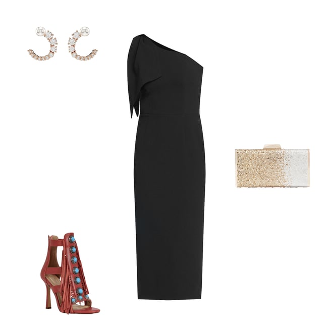 strapless open back dress Dress the Population Tiffany One Shoulder Jumpsuit in Black – manhattan  casuals main image 0