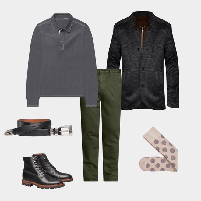 5th bundle featuring 5 items which compliment Dudley Lug Cap Toe Boot