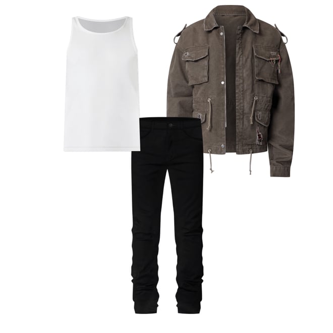 Dissolved Tribal Cargo Jacket - Washed Olive | mnml | shop now