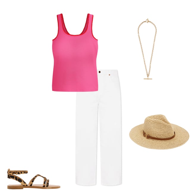 1st bundle featuring 4 items which compliment Crochet Trim Tank Top-Pink