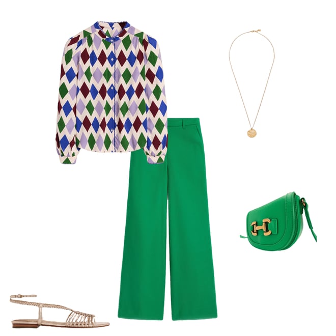 1st bundle featuring 4 items which compliment Wide Flare Pants-Rich Emerald