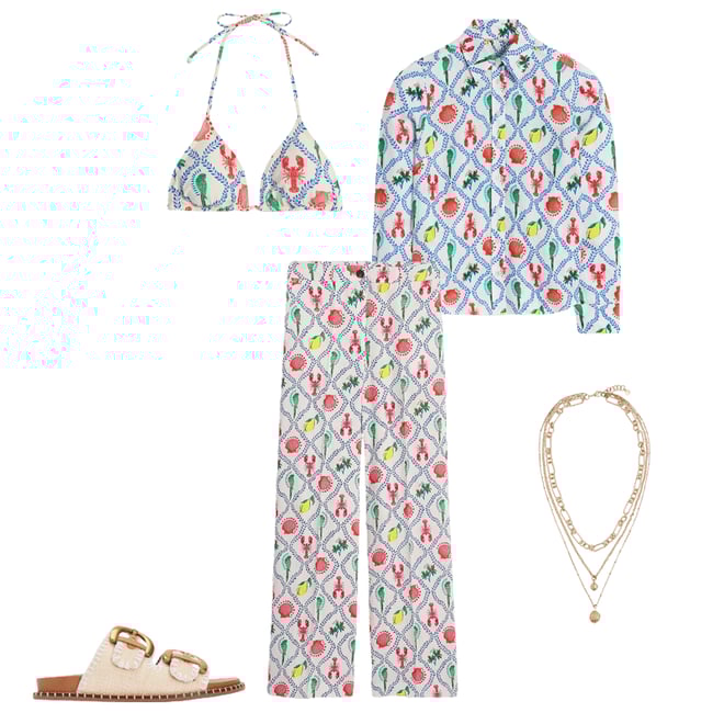 1st bundle featuring 4 items which compliment Westbourne Linen Trousers-Ivory, Tropical Bonanza Vine