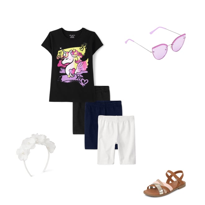 1st bundle featuring 4 items which compliment Girls Unicorn Graphic Tee