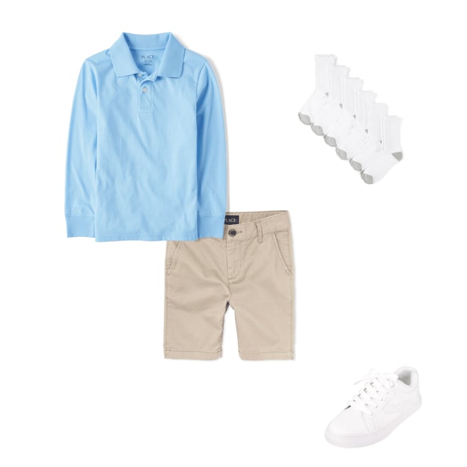 1st bundle featuring 3 items which compliment Boys Uniform Stretch Chino Shorts - Slim