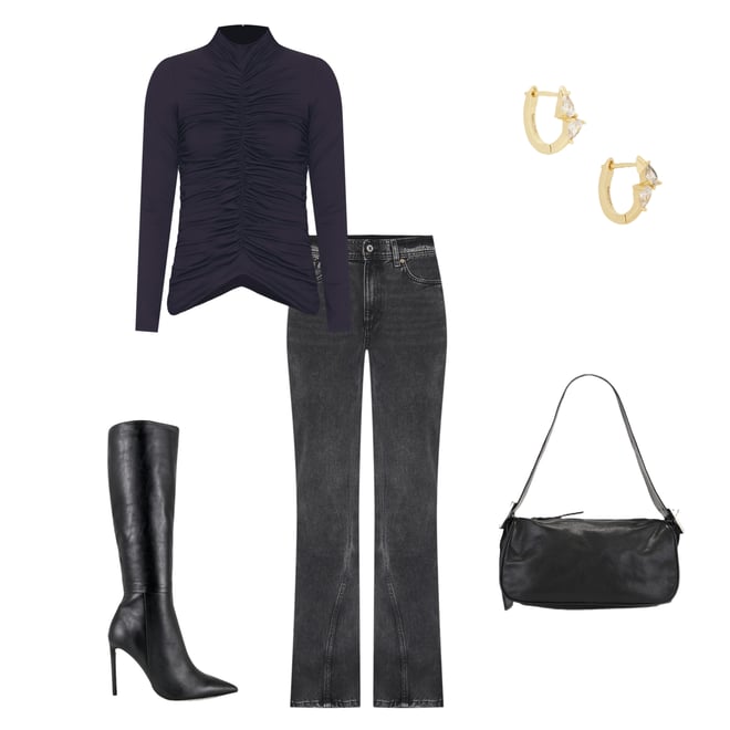 2nd bundle featuring 4 items which compliment Mock Neck Gathered Front Top