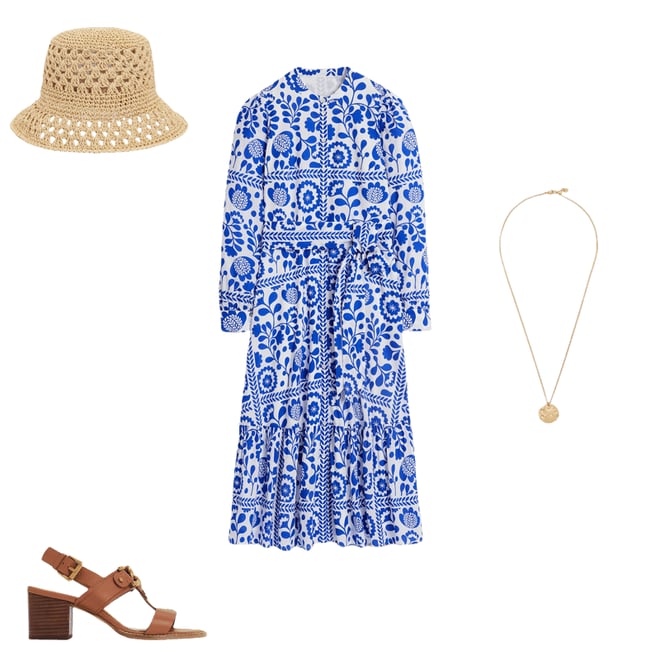 1st bundle featuring 3 items which compliment Mia Tiered Shirt Dress-Gallery Blue, Vine Tile