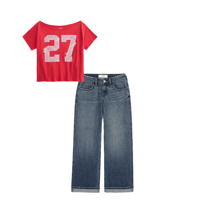 Easy Off-the-Shoulder Number Graphic Tee