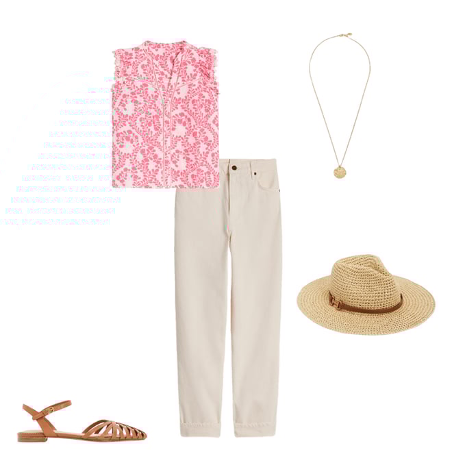 1st bundle featuring 4 items which compliment Sleeveless Double Cloth Top-Azalea Pink, Vine Silhouette