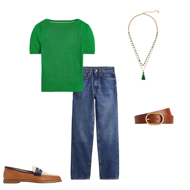 1st bundle featuring 4 items which compliment Liv Boat Neck Linen T-Shirt-Sapling Green