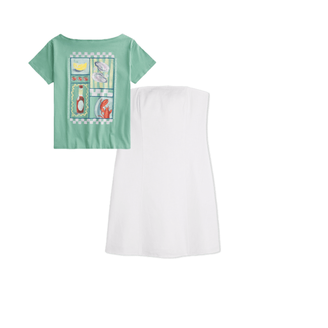 Oversized Off-the-Shoulder Ruby's Oyster Shack Graphic Tee