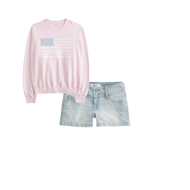 Easy American Flag Graphic Crew Sweatshirt