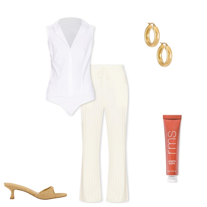 1st bundle featuring 4 items which compliment Classic Sleeveless Button Down Bodysuit