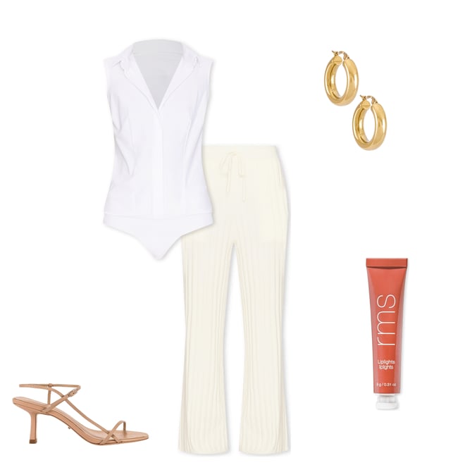 1st bundle featuring 4 items which compliment Classic Sleeveless Button Down Bodysuit