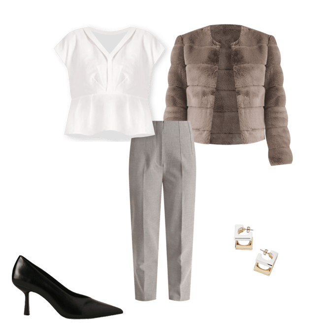 Cropped Fur Coat in Taupe