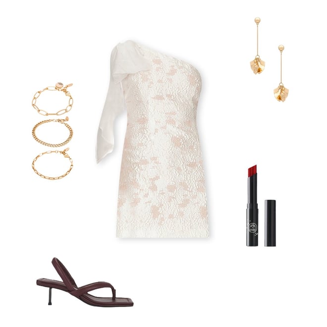 新品ELLIATT APRIL ホワイトワンショルダーミニワンピドレスms33 新品ELLIATT APRIL ホワイトワンショルダーミニワンピドレスms33