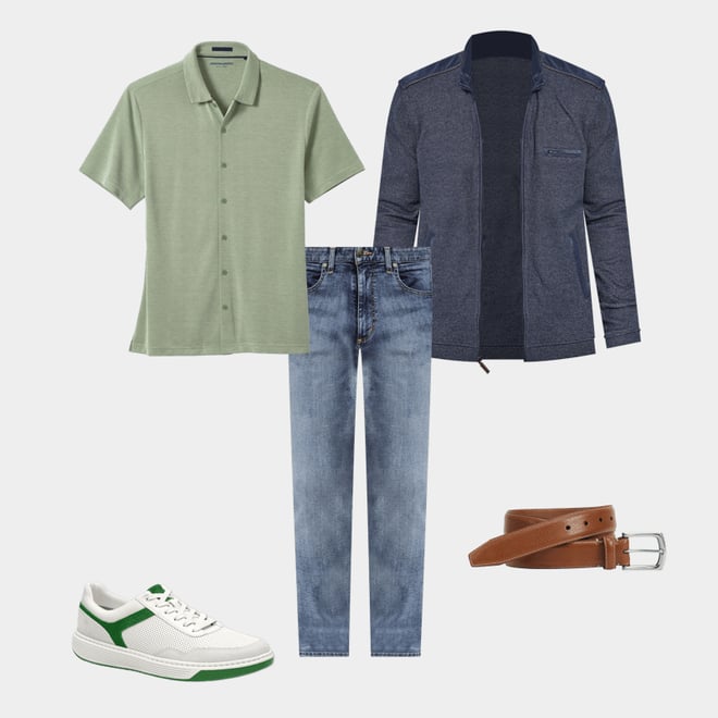 1st bundle featuring 4 items which compliment Vintage Birdseye Button-Front Shirt